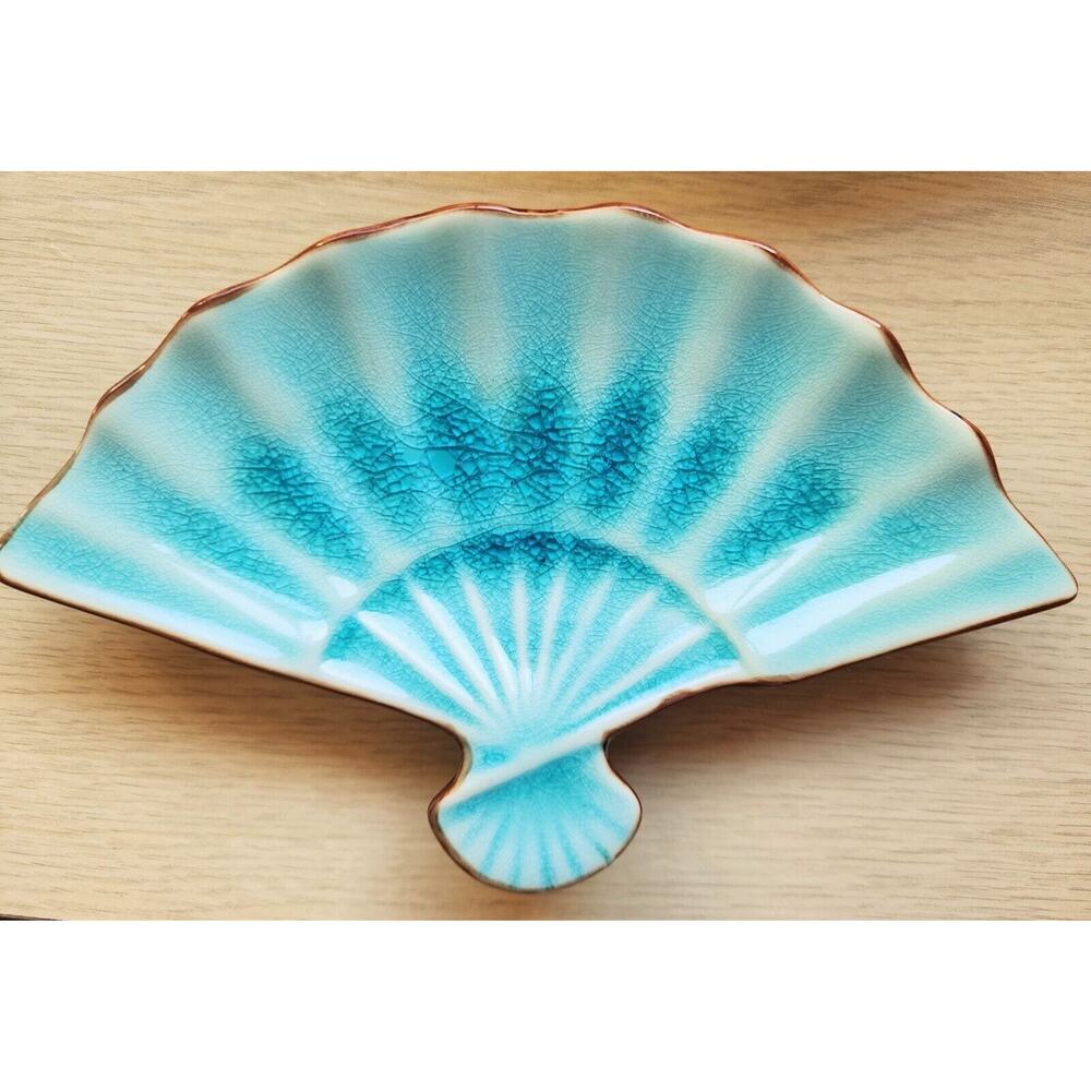 Trinket Dish-Pier 1-Blue-Fan Shape-Small-Decorative